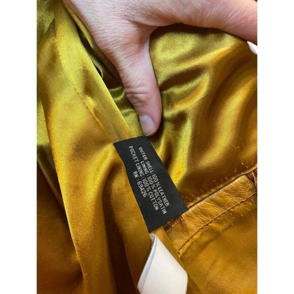 Vintage Wilson's Leather‎ Maxima Camel Brown Button Biker Style Collared Jacket - Picture 14 of 16